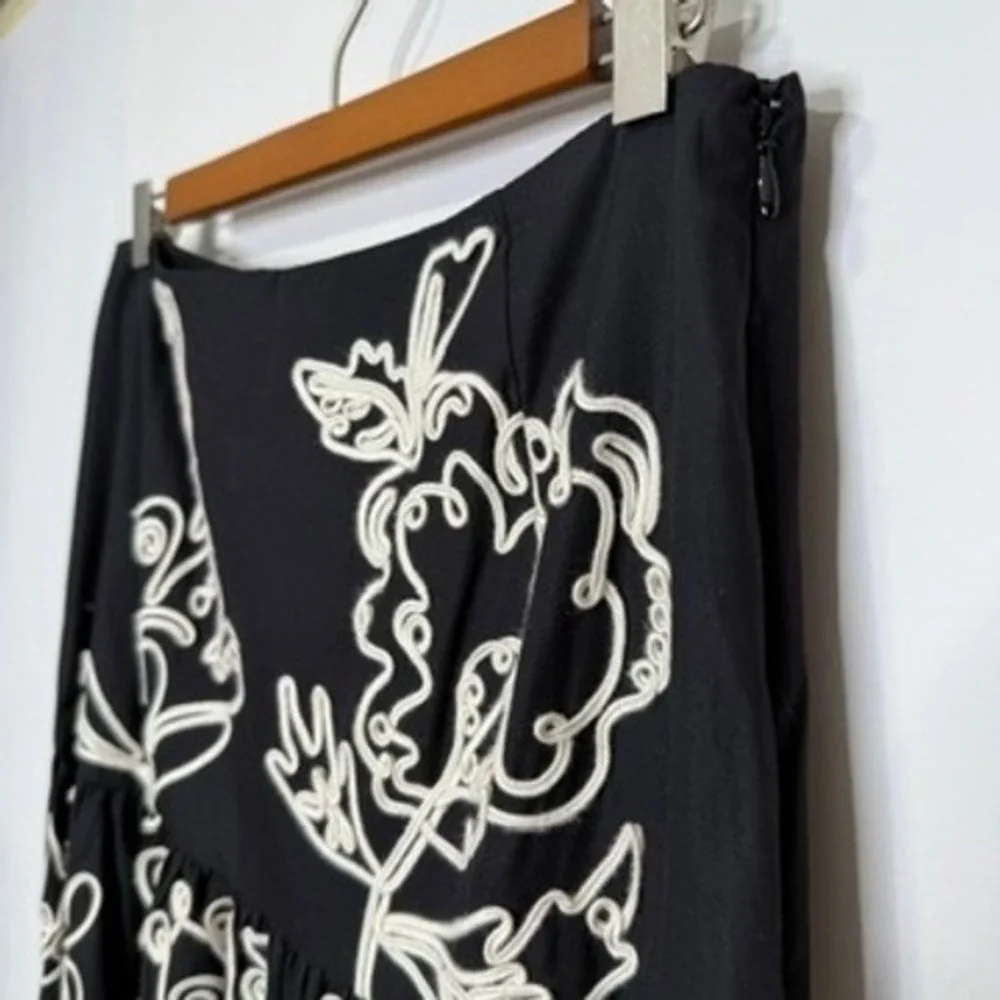 NWT H&M Embroidered Maxi Skirt Black‎ 8
